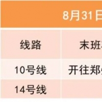 本周六，鄭州地鐵10號線、14號線延時運營